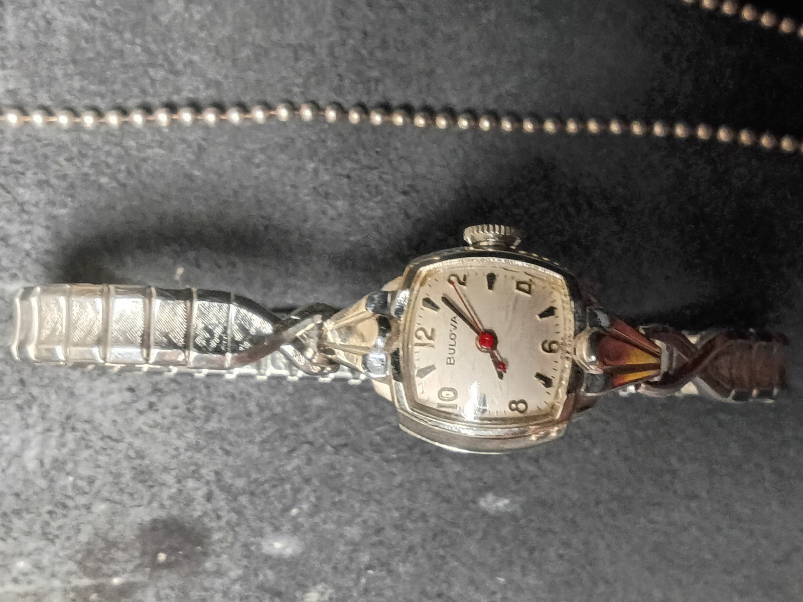Bulova M6 Women’s Manual Mechanical Cushion Silver Bracelet Watch Mint Condition