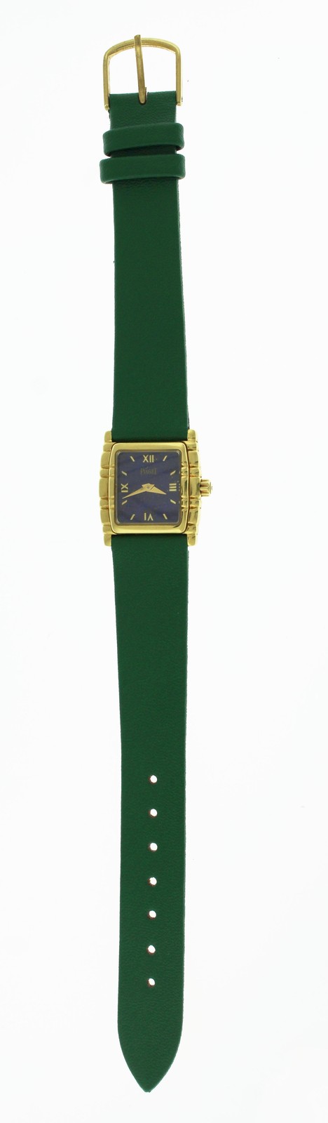 Piaget Tanagra 16051 21.5mm 18k Gold Lapis Dial Watch