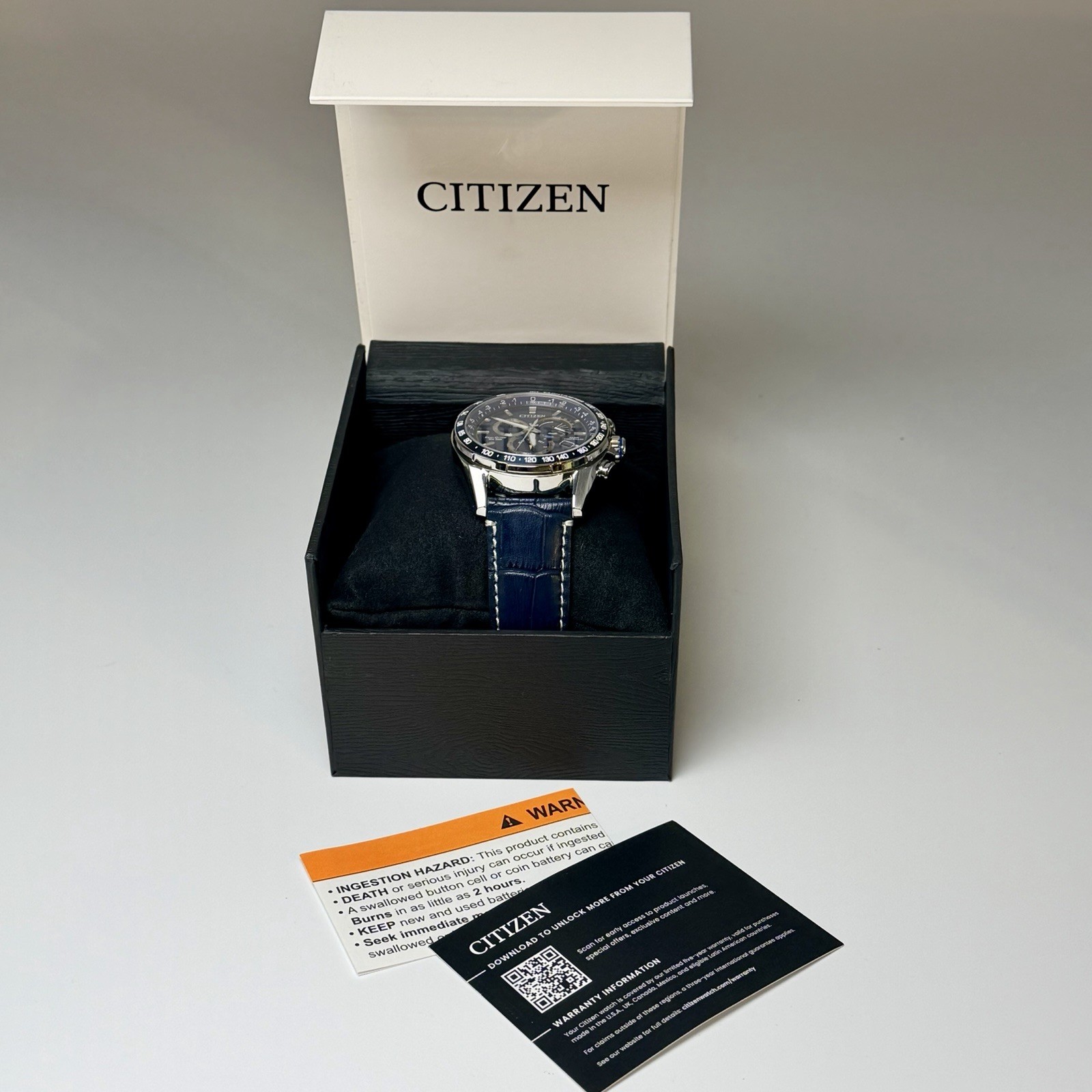 Citizen CB5918-02L Men’s PCAT Atomic Time Perpetual Calendar Leather Band Watch