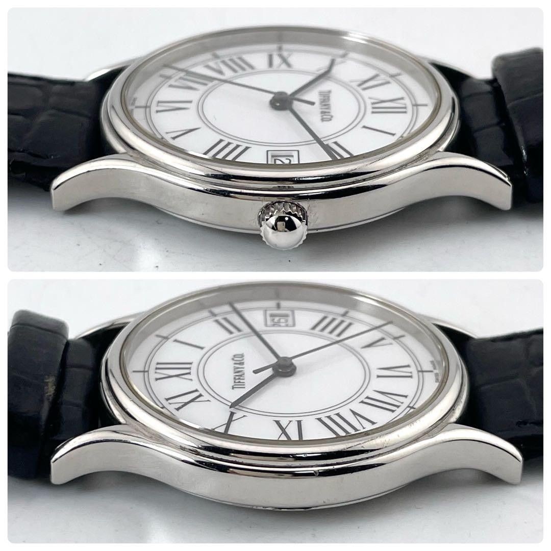 [B1P] Tiffany Classic Roman Dress Watch Date Quartz Mens 9N0297726 [k8z]