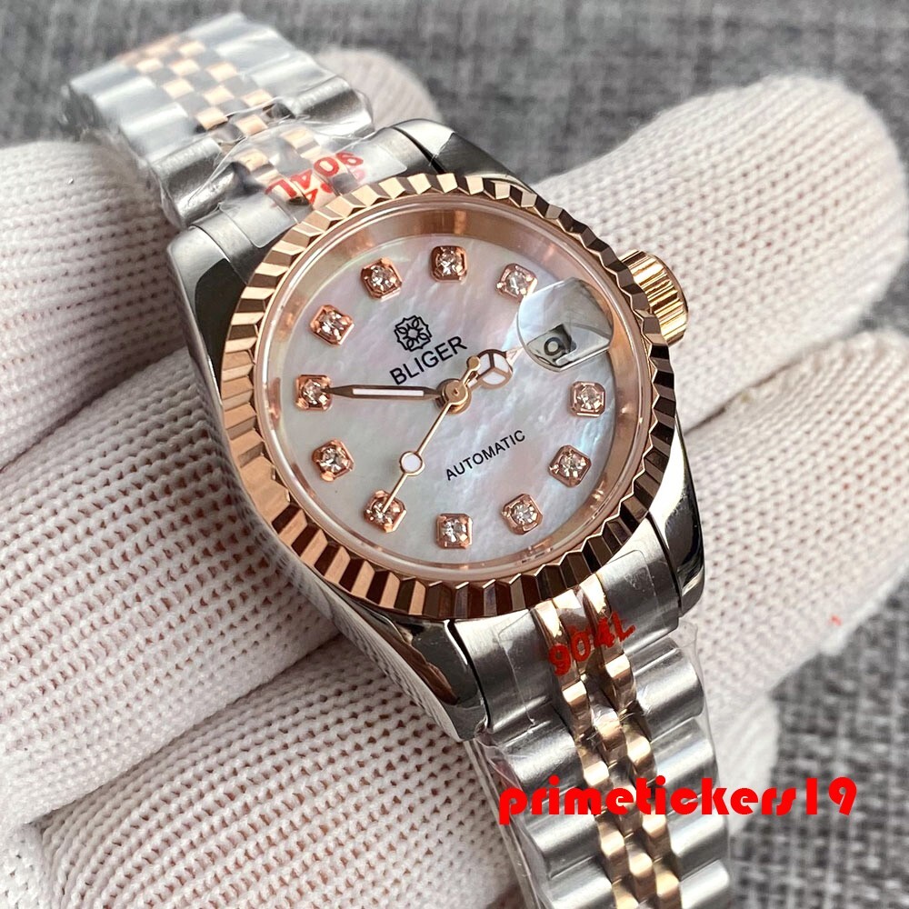 BLIGER 26mm Lady’s Wristwatch Shell Dial NH05 Automatic Watch for Women Sapphire