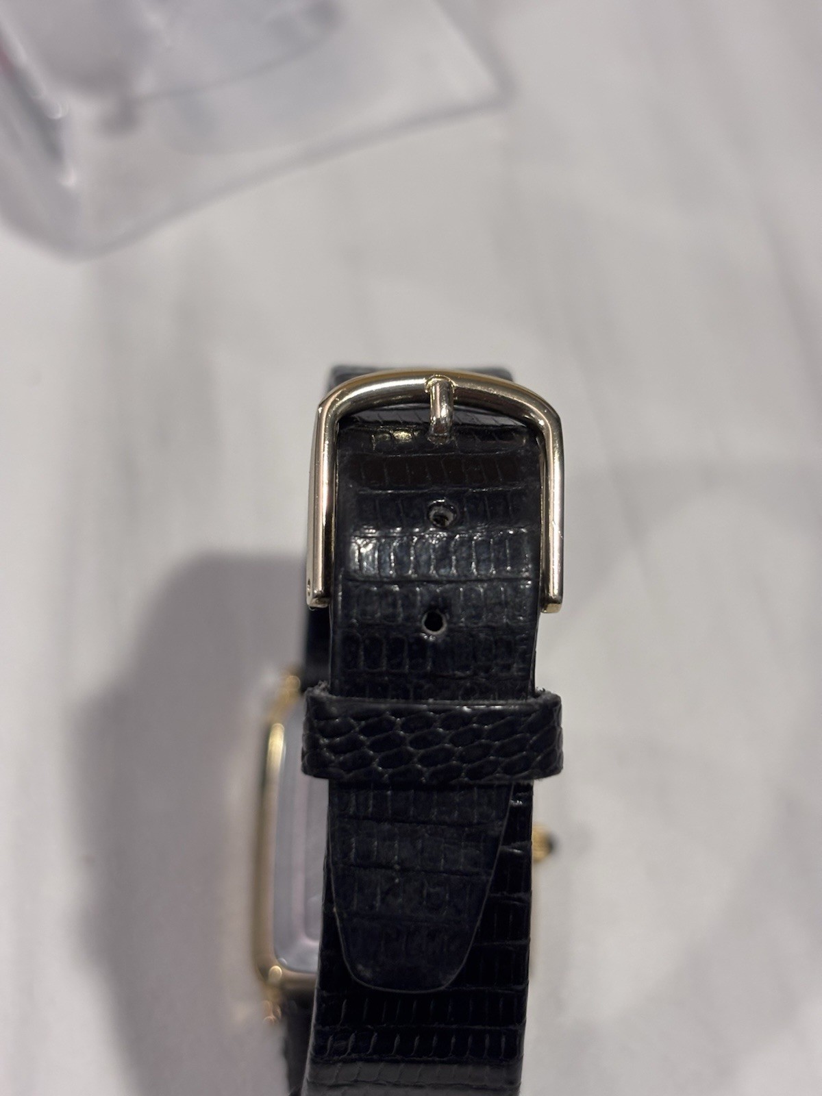 Timex Quartz Tank Black Striped Dial 26mm Gold Tone St.Steel Black Strap Vintage