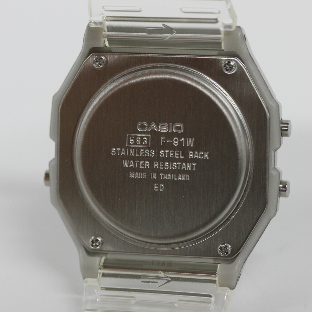 CASIO F-91WS-7JH Digital Quartz resin glass White transparent