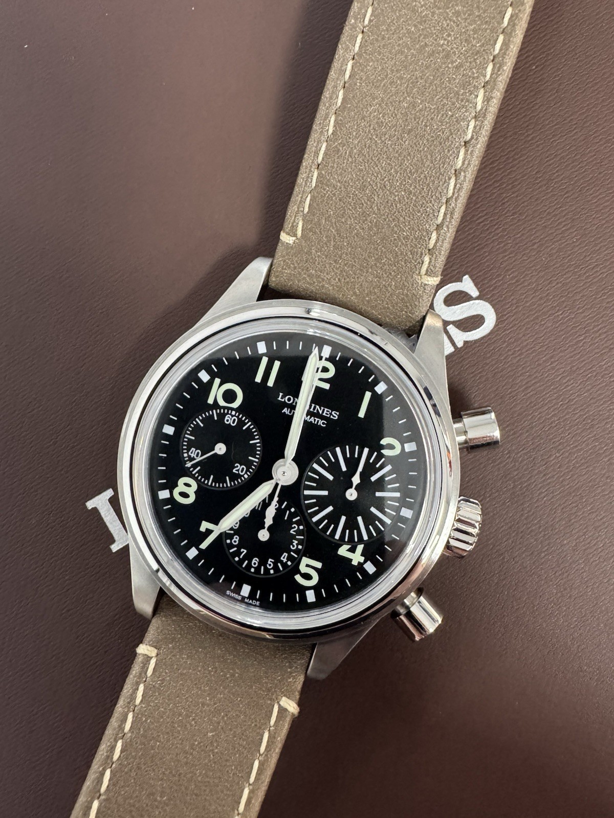 41mm Longines Avigation Bigeye Chronograph Automatic Watch L2.816.4.53.2 NIB