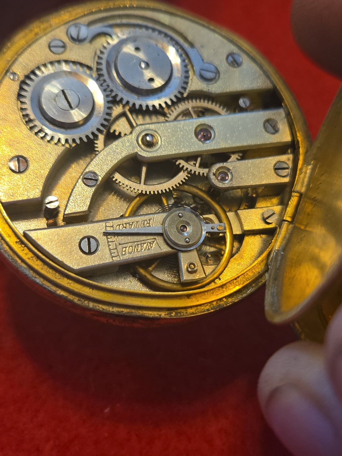 Antique Coin Silver Pocket Watch Swiss Cylinder Push Button Setting