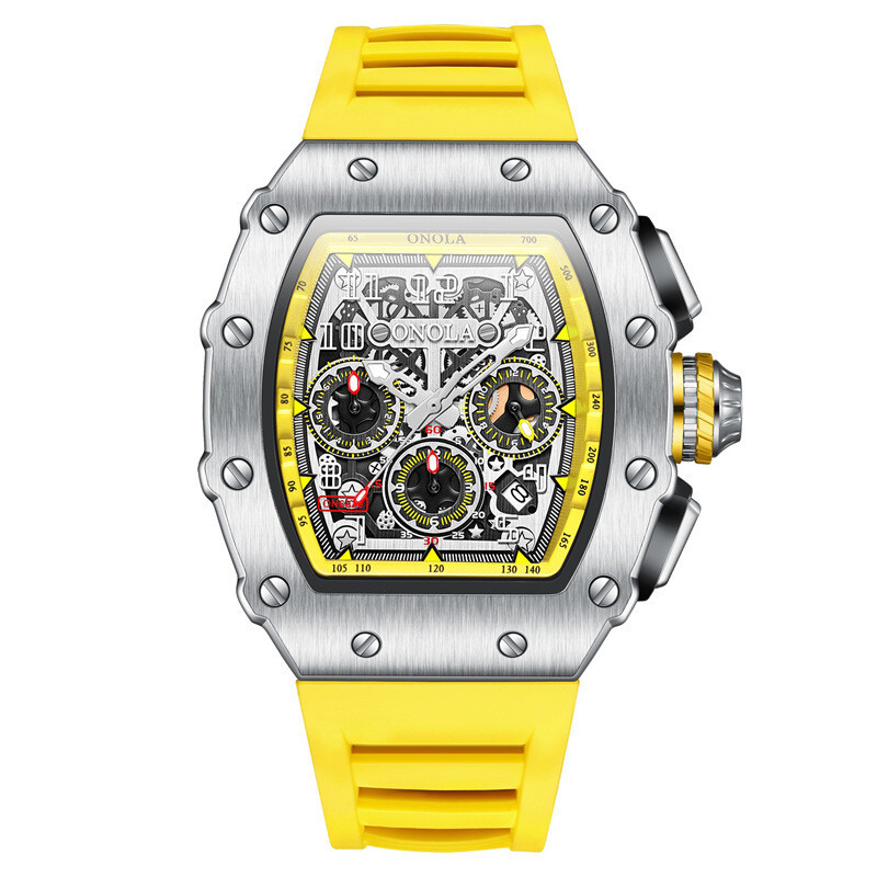 ONOLA Men Sport Watch Chronograph Quartz Waterproof Silicone Band Date