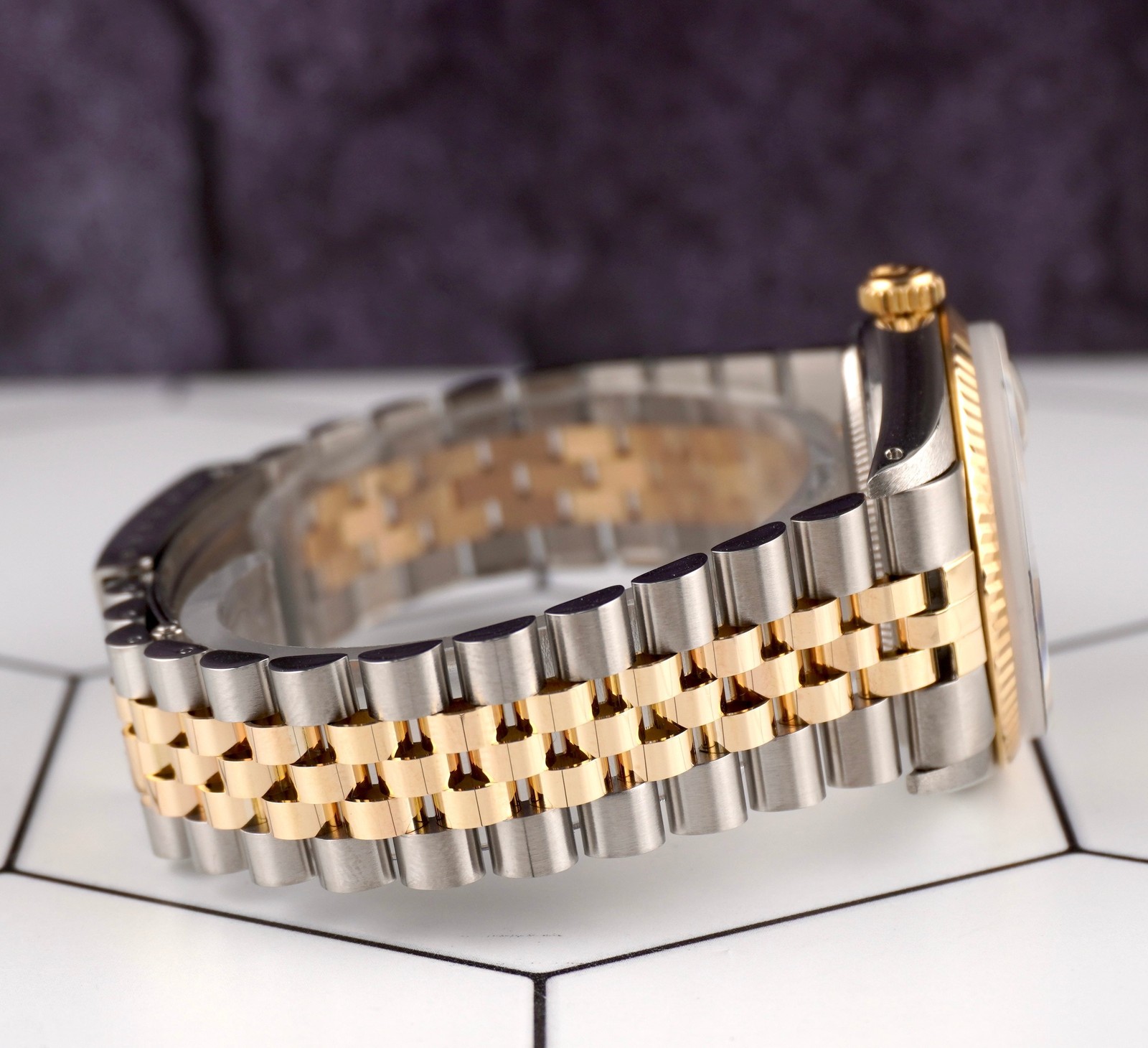 Rolex Datejust 36mm Yellow Gold Fluted Green Roman Diamond Dial Jubilee Watch