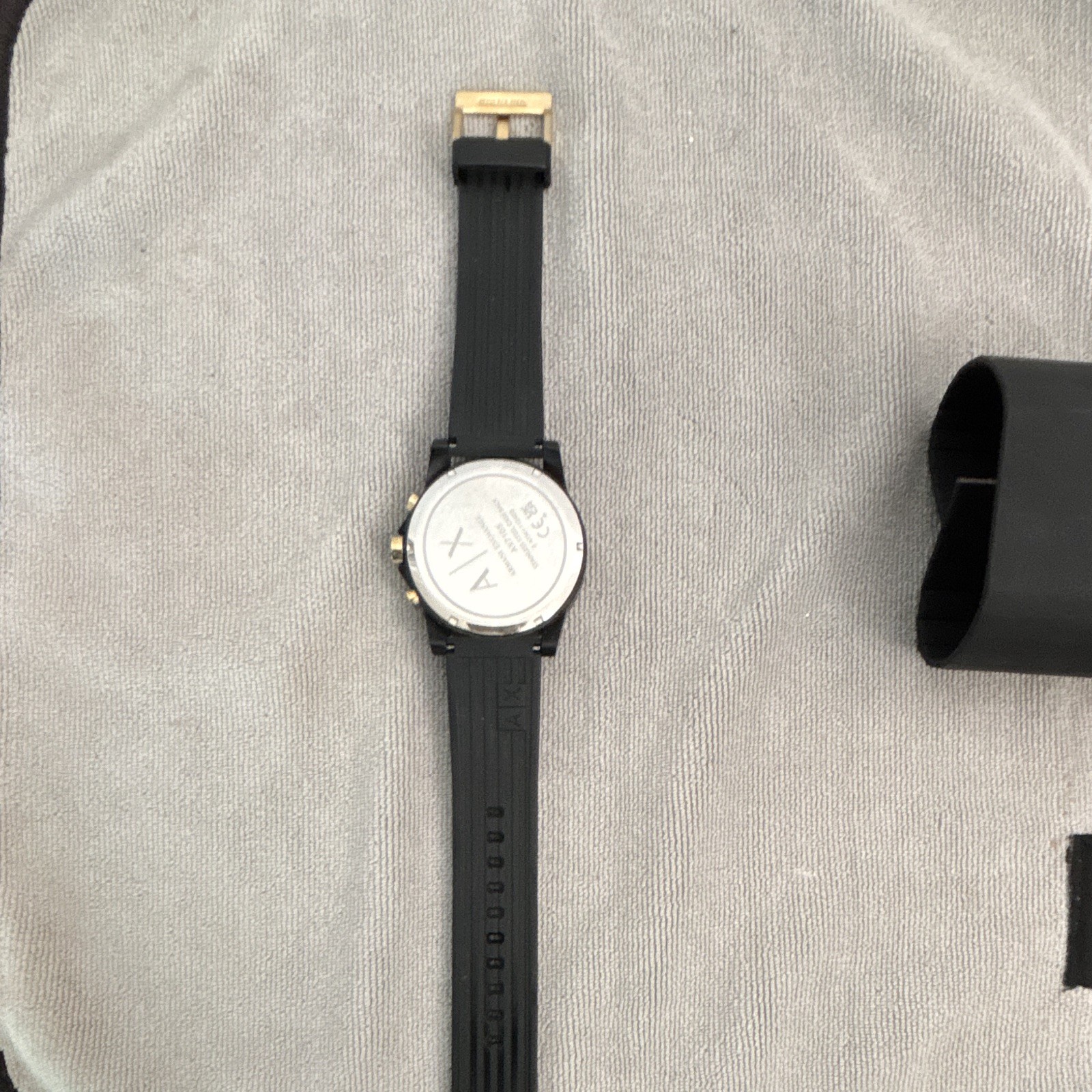 Armani Exchange Men’s Quartz Black Silicone Strap Date 44mm Watch w/ Box