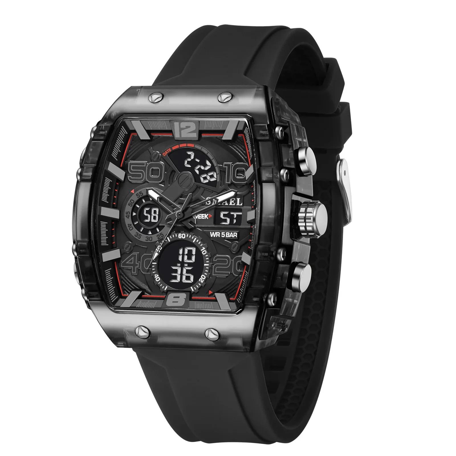 8109 Men’s Multifunctional Digital Sports Watch 50M Waterproof Dual Display LED