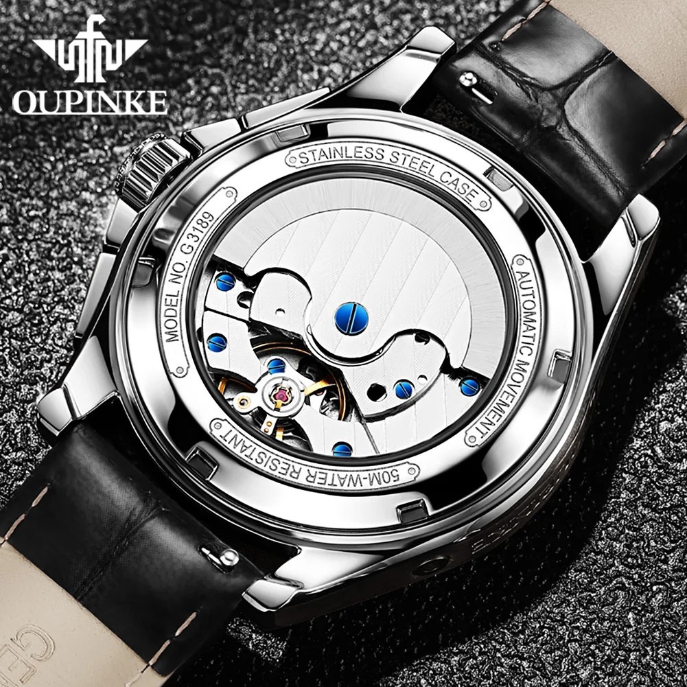 Automatic Mechanical Waterproof Watch Moon Phase Luxury Dial Men’s Men Strap