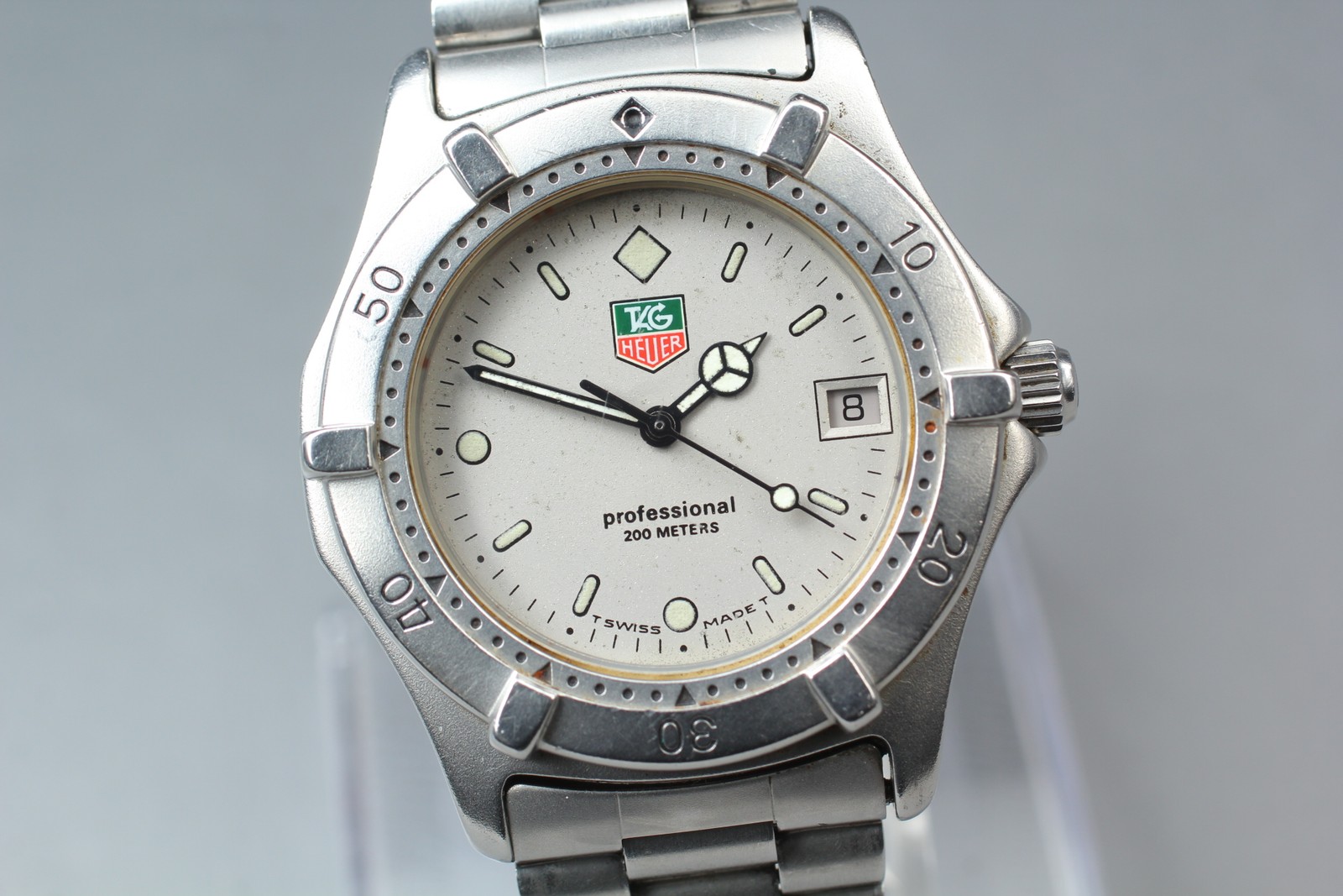 Near MINT TAG Heuer 2000 Professional 962.206 200m Silver Quartz Men’s Watch JPN