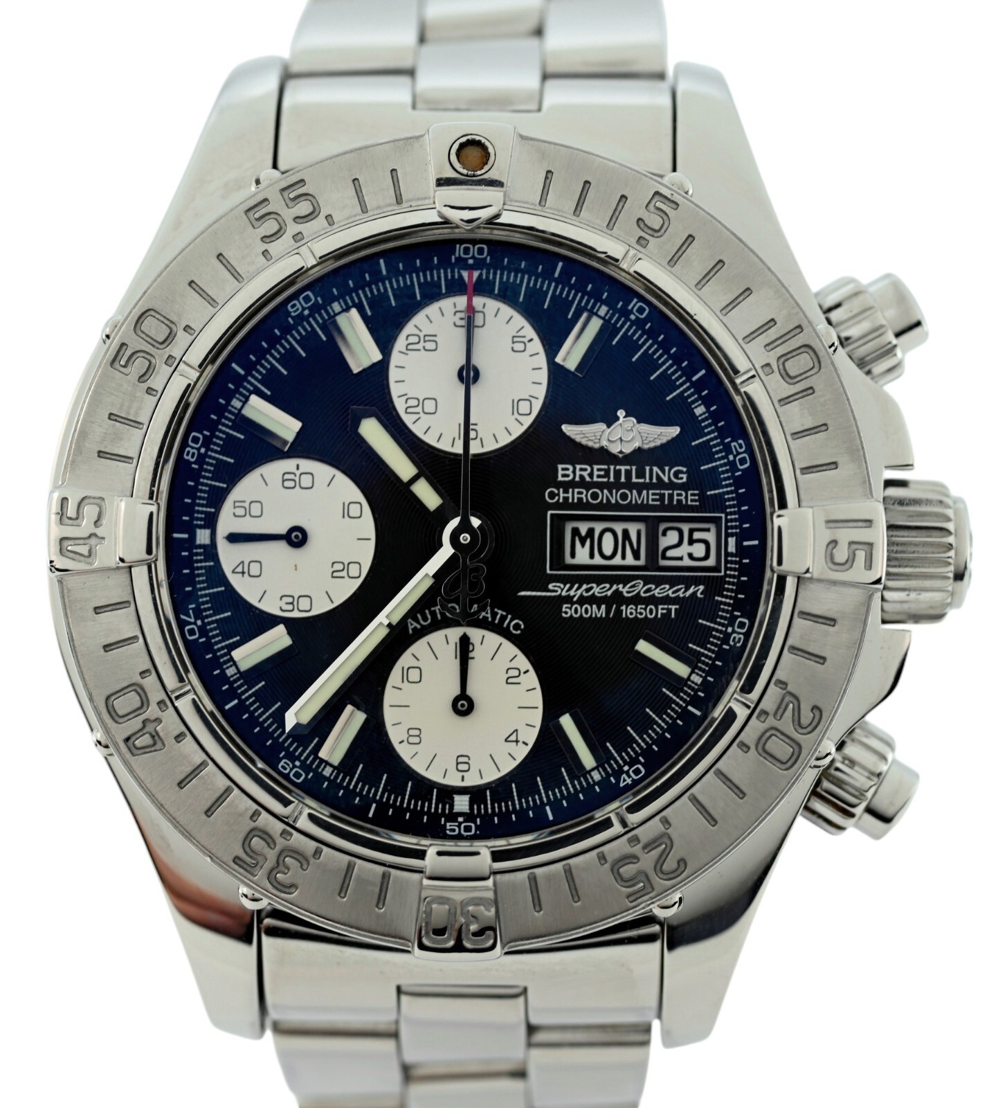 Breitling Men’s 42mm Super Ocean 500M Black Dial Automatic SS Watch Ref: A13340!