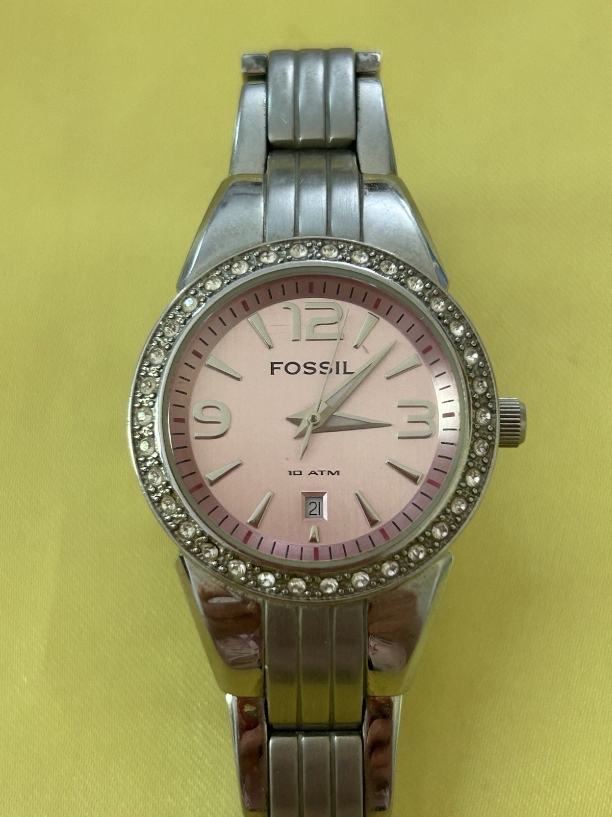 Fossil Womens Watch AM-4078 Date, 29mm Case, Bracelet Band Quartz NON-WORKING