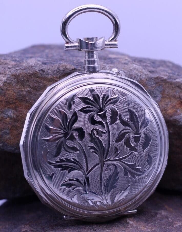 SWISS ARGENTAN WINDING CYLINDER TEN JEWELS POCKET WATCH CASE NOS 47.5mm (DL)