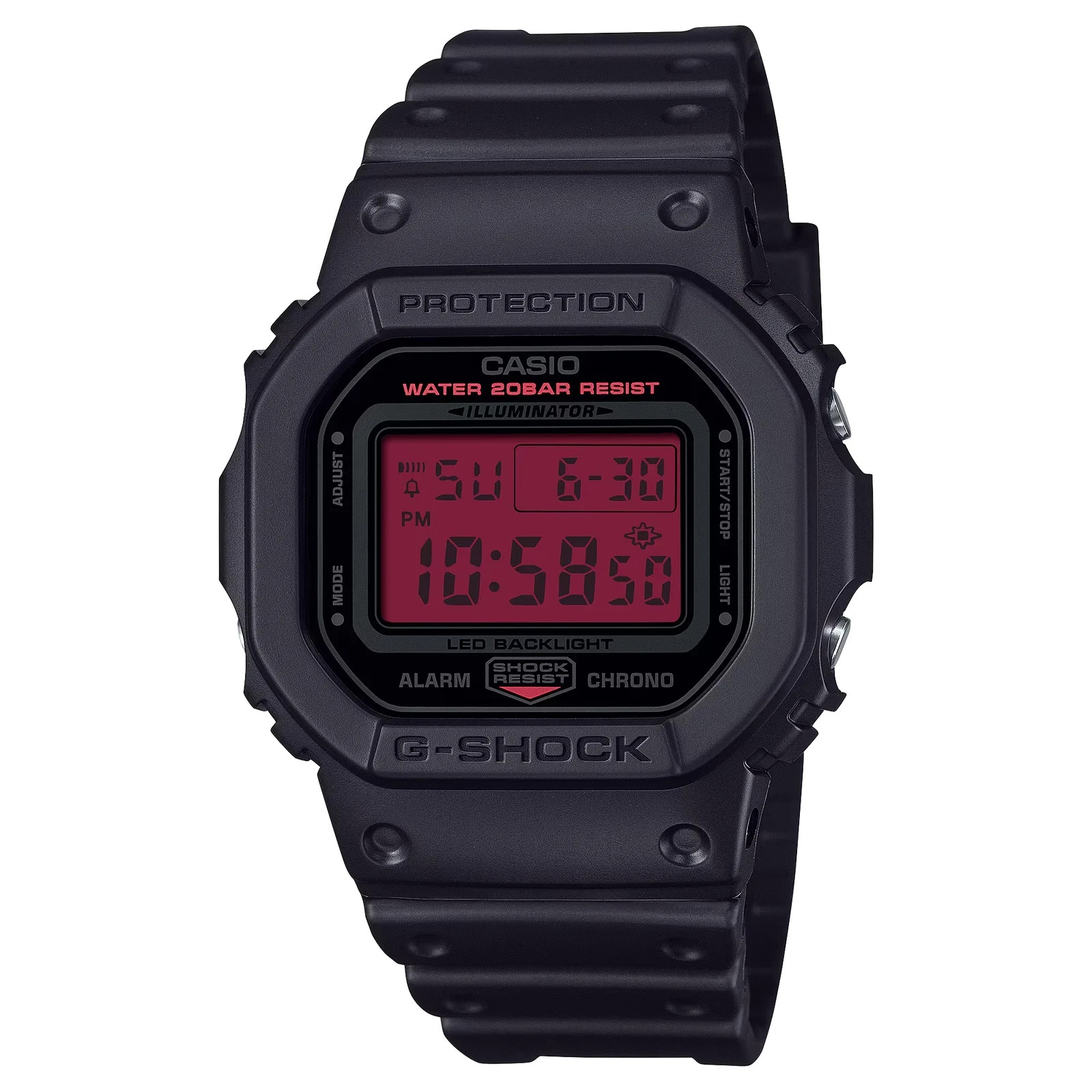 New Casio G-Shock 5600 Series Black & Bold Red DW5600BBR-1