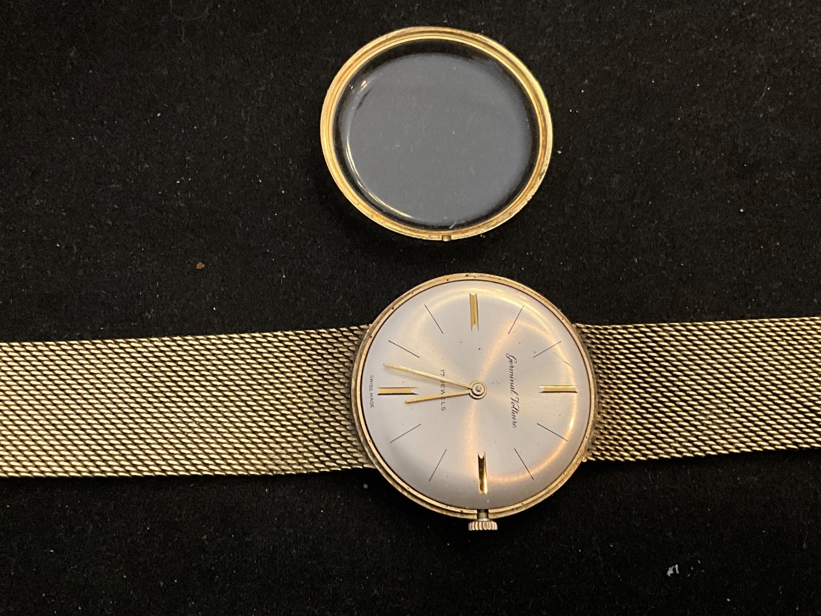 Vtg. Man’s Germinal Voltaire 17J. Swiss Watch/10MGold Plate/As-Is/Sunray Dial