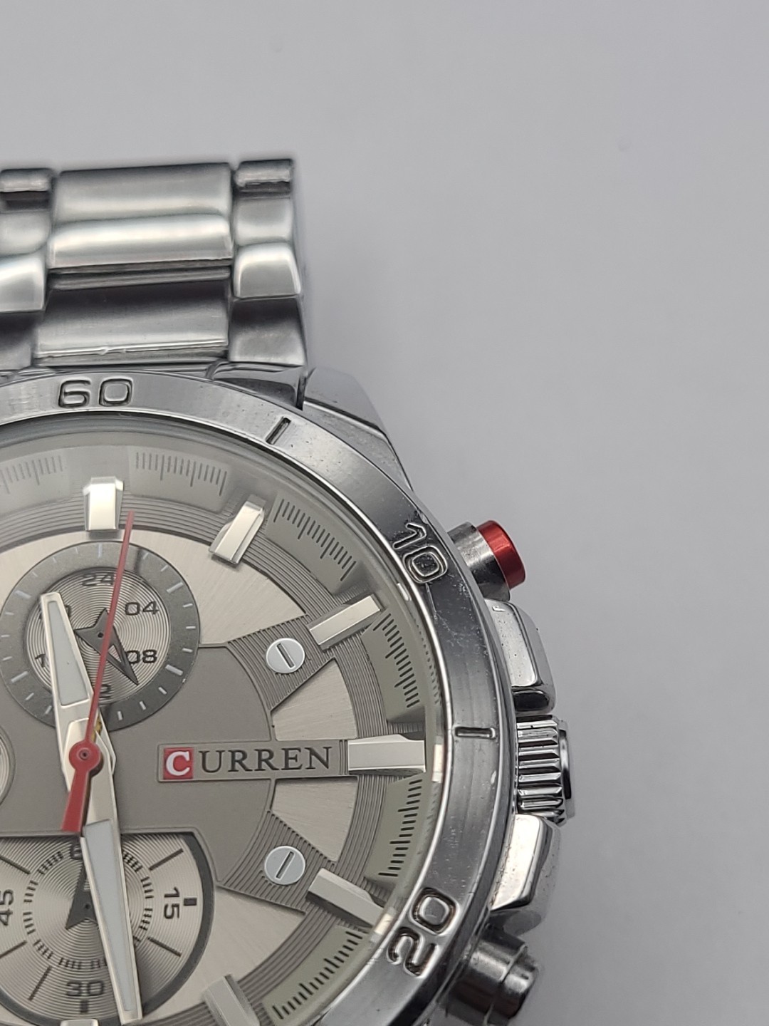 Curren M-8275 Men’s Analog Watch Silver Case Faux Multi Dial New Battery Working