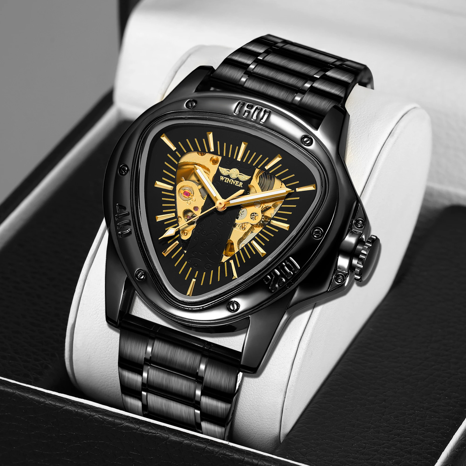 T-Winner Luminous Mens Automatic Self Wind Mechanical Watch Triangle Wrist Watch