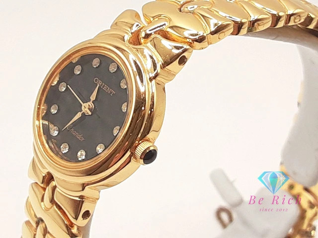 [A1R] Orient UB2F R0 CS Black Gold SS GP Bracelet Quartz Watch [r4v]