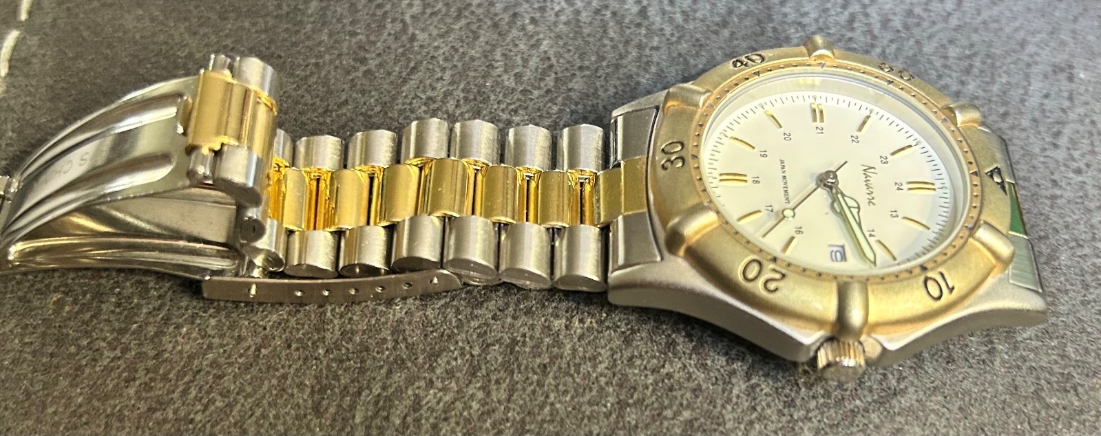 Men’s 43mm Two Tone Navarre Watch, Rotating Bezel