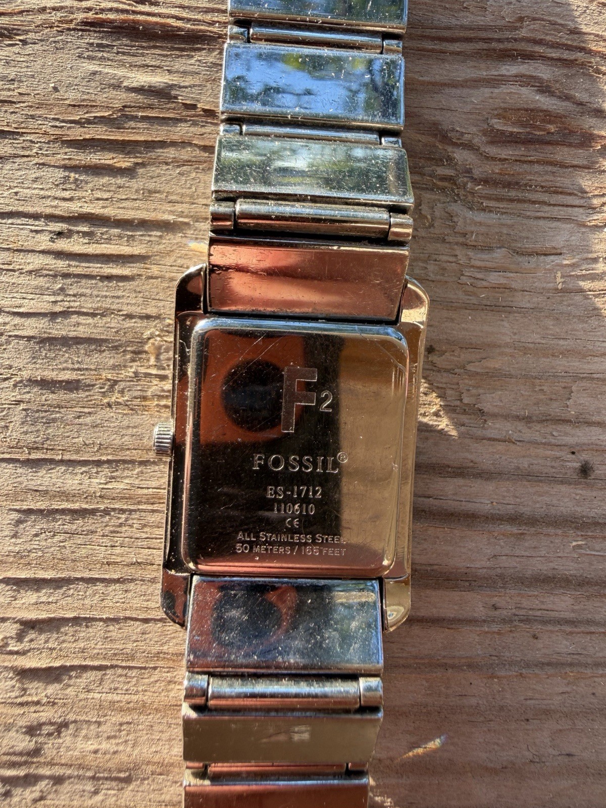 Fossil Silver Tone Watch ES-1712 Pink Dial Crystal Bezel & New Battery
