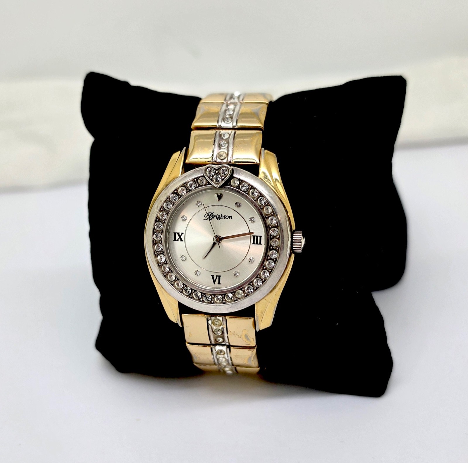 BRIGHTON DANA POINT GOLD TONE CRYSTAL WRISTWATCH, SERVICED,RUNS,VERY GOOD