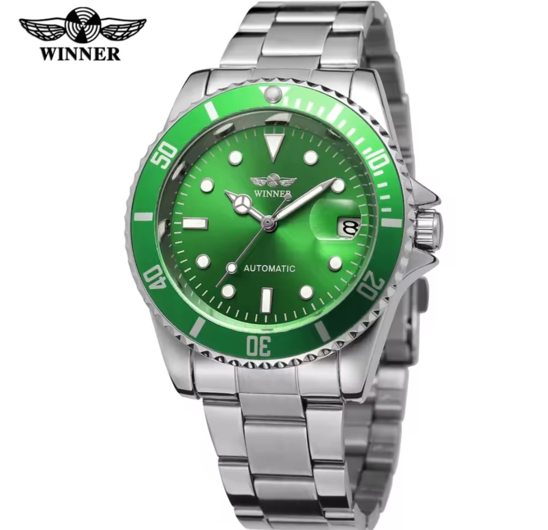 WINNER Classic Watch Men Metal Auto Date Self-wind Mechanical Wristwatches