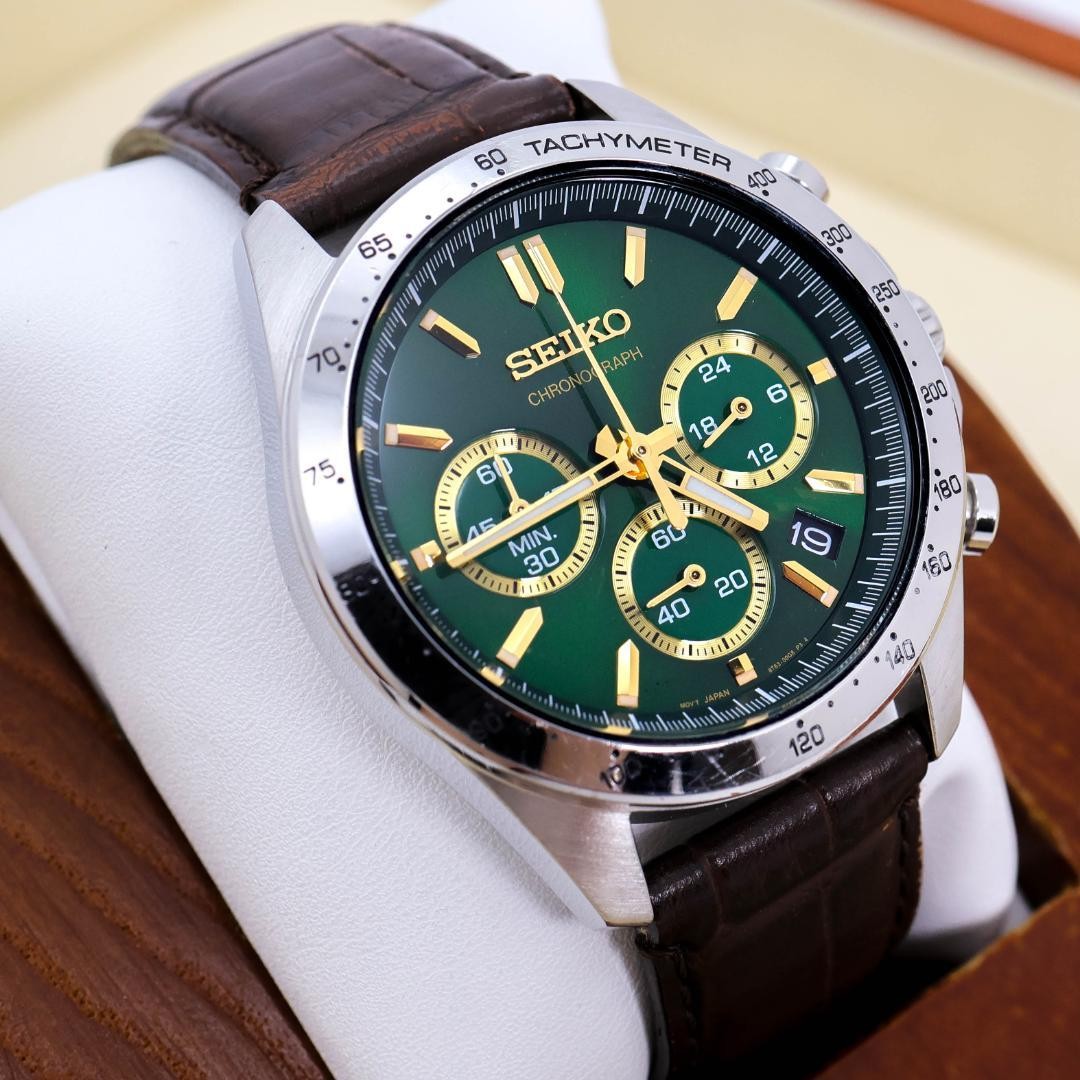Seiko 3429 Chronograph Green Tachymeter Wrist 20.7cm/8.1in