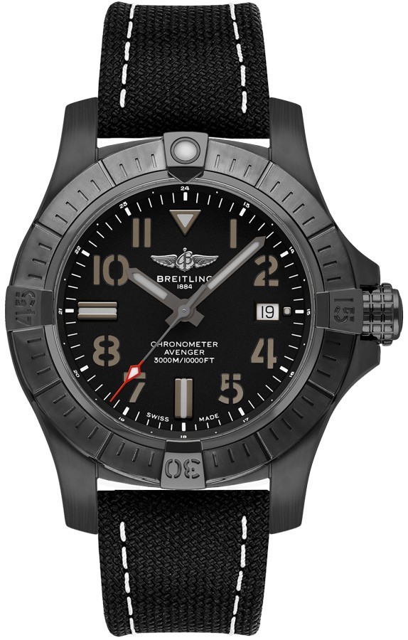 2026 Breitling Avenger Seawolf Black Dial Leather Strap 45mm Men’s Watch V17319