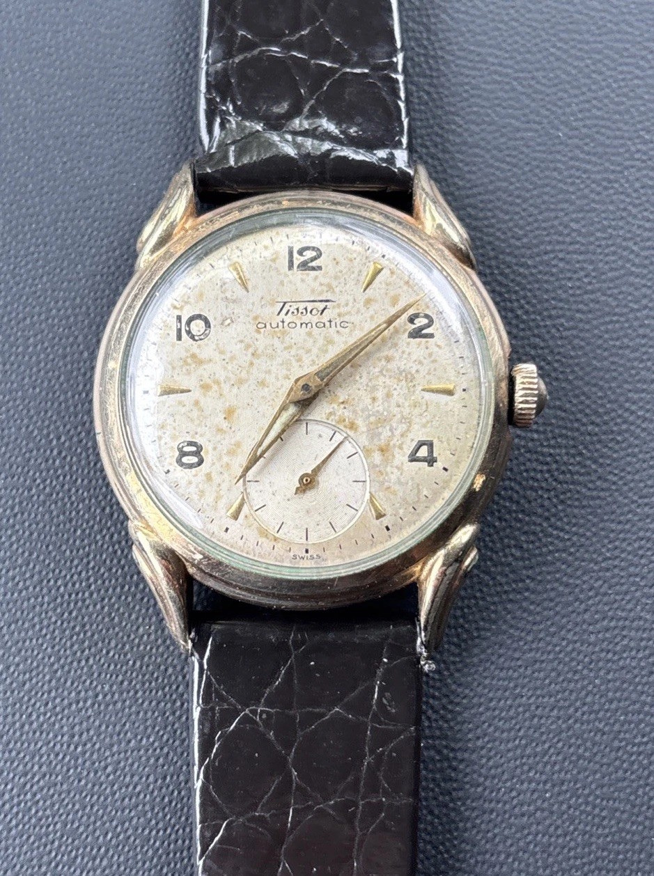 Vintage Tissot Automatic Bumper Swiss Gold Filled Sub-Seconds Patina Dial Watch