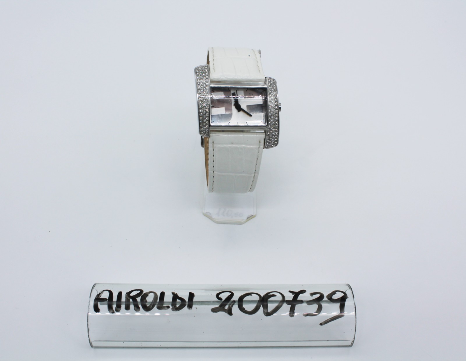 Women’s Leather/Steel Wrist Watch, White, 200739 AIRROLDI
