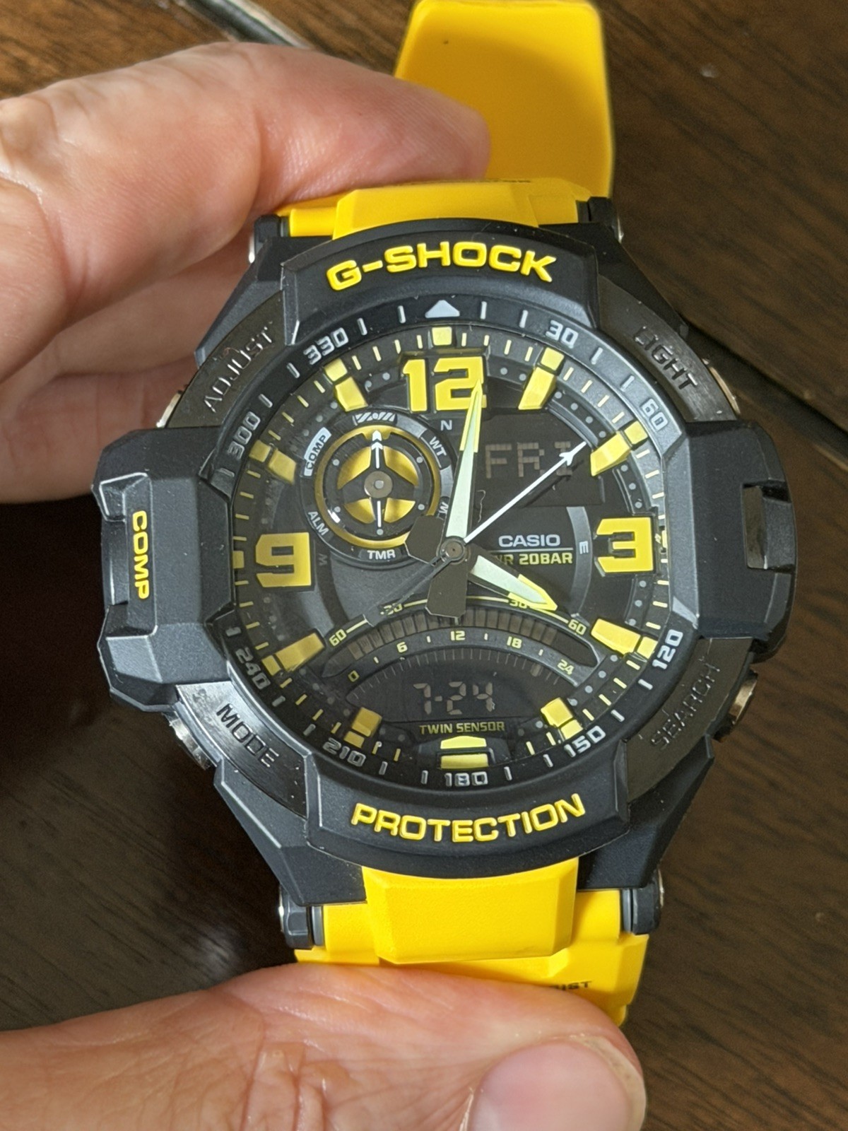 CASIO G-SHOCK 5302 GravityMaster GA-1000-9B Sky Cockpit Twin Sensor Yellow