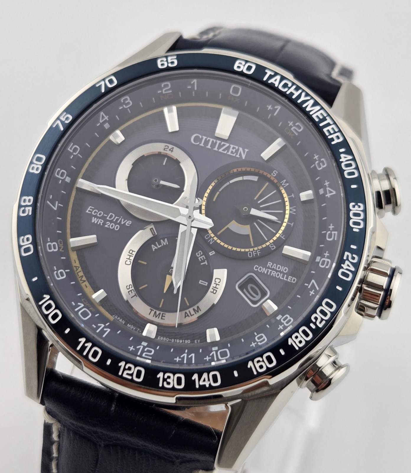 Citizen CB5918-02L Men’s PCAT Atomic Time Perpetual Calendar Leather Band Watch