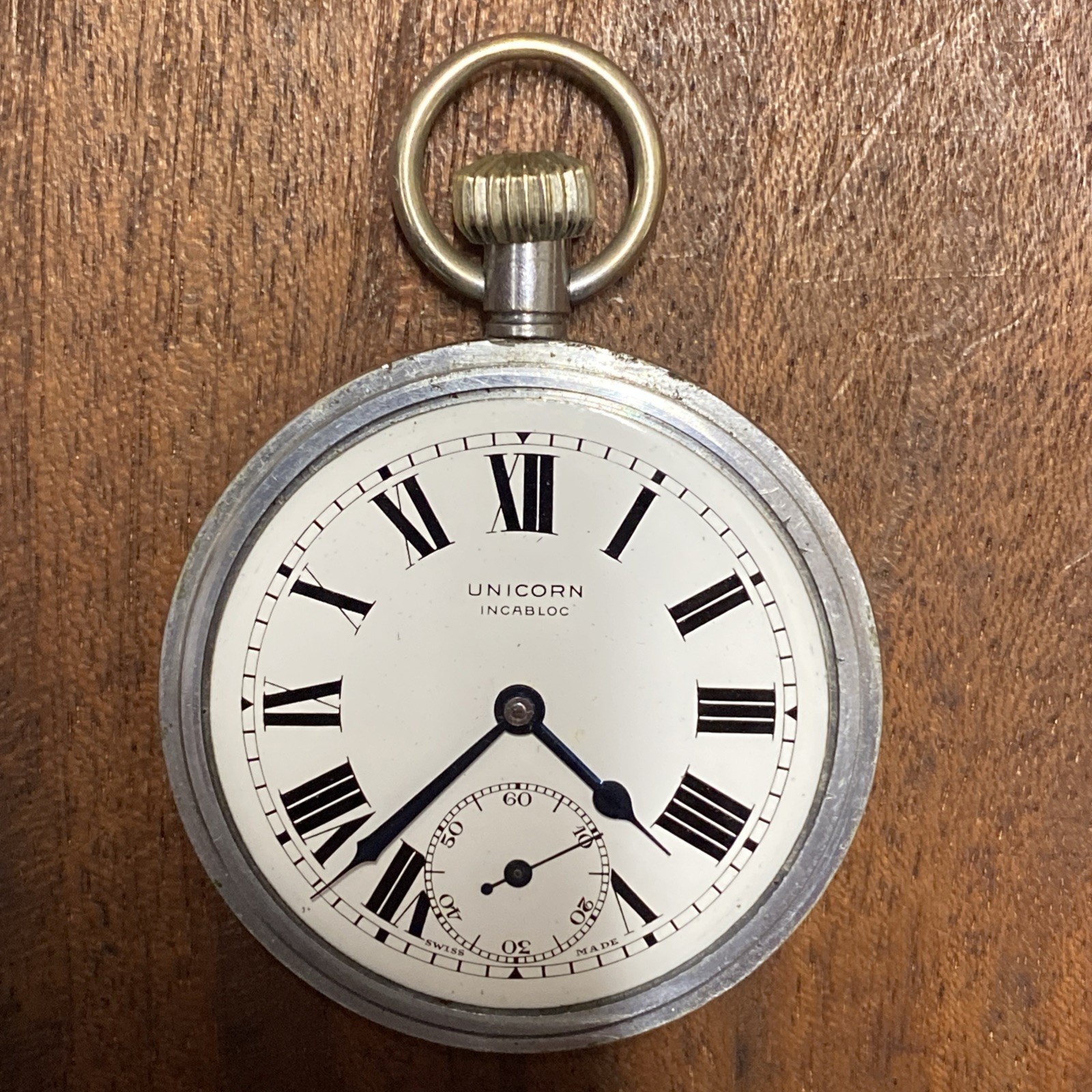 Unicorn Screw Case Front & Back 15 Jewels Pocket Watch Geneva Stripes