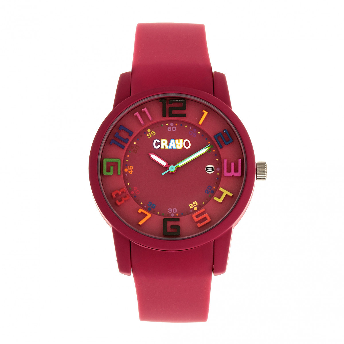 Crayo Festival Fuchsia Silicone Band Unisex Watch with Date CR2005
