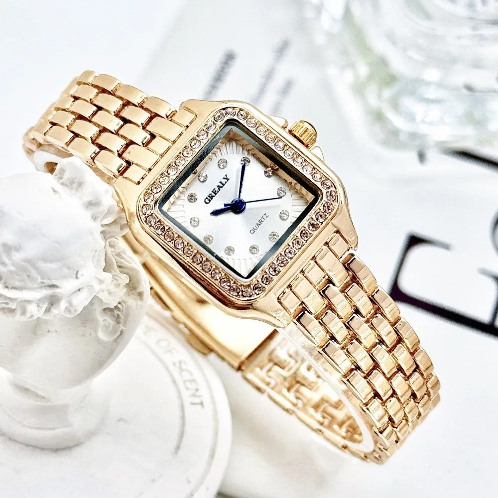 Classic Retro Square Waterproof Women’s Diamond-embedded Watch