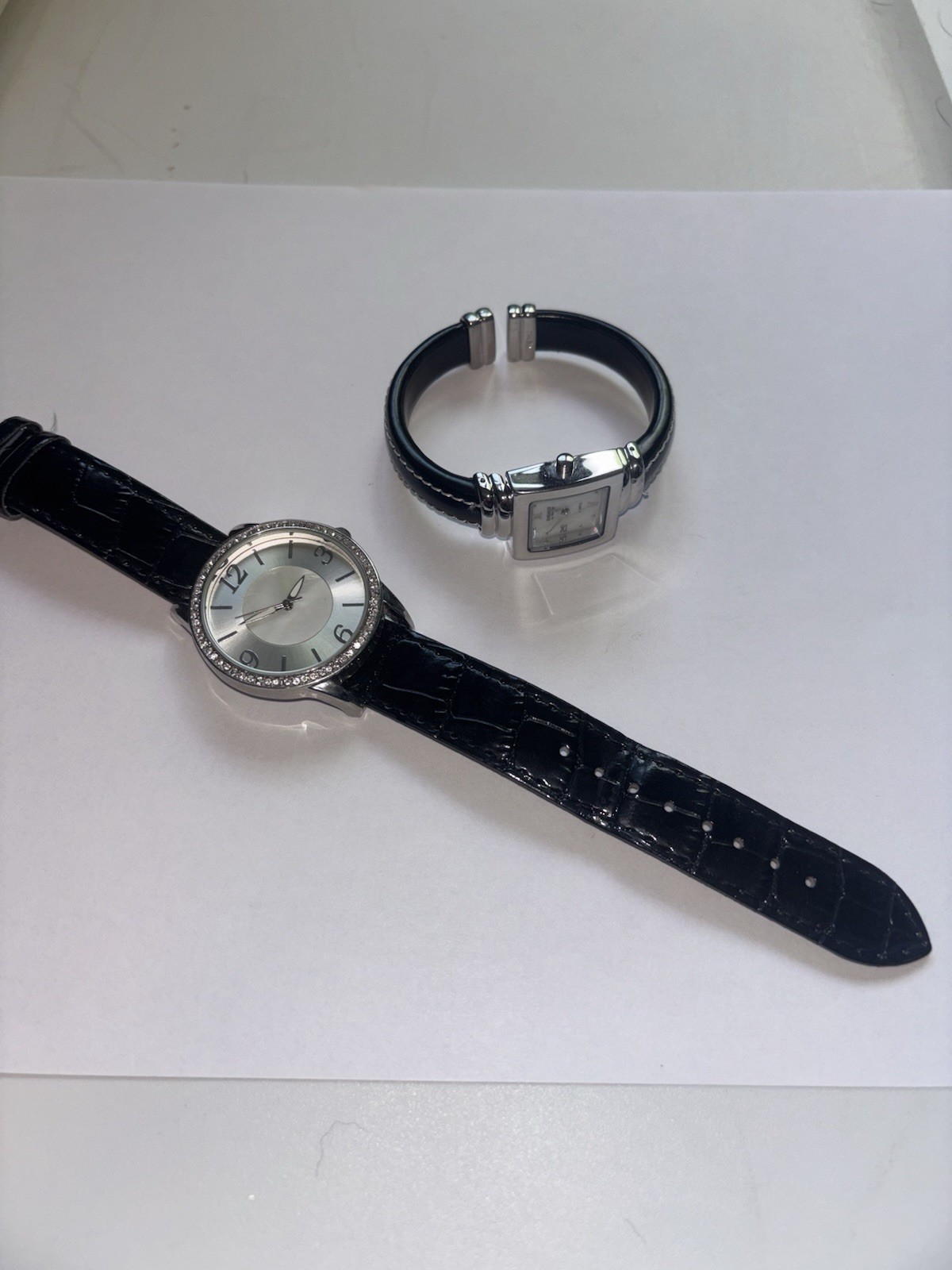 Embassy by Gruen Women’s Quartz Rectangle 23mm White Roman Dial Black Leather