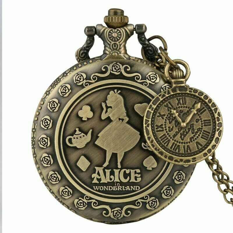 Vintage Carved Rabbit Bronze Unisex Quartz Pocket Watch Necklace Chain Gadget