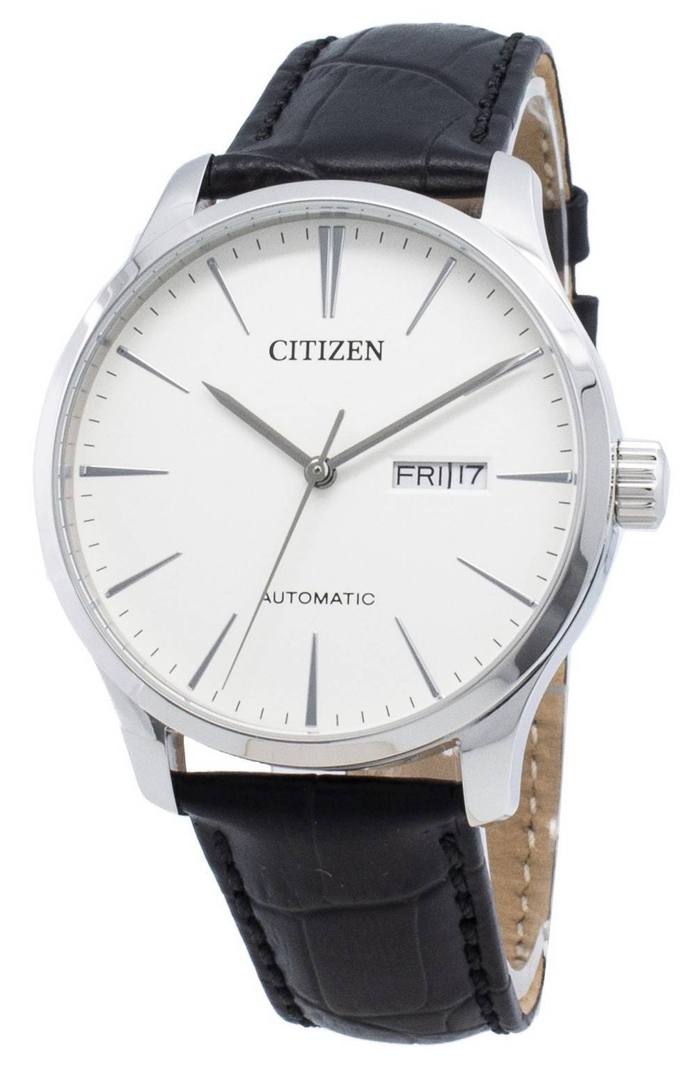 Citizen White Dial Leather Strap Automatic Analog NH8350-08B 50M Men’s Watch