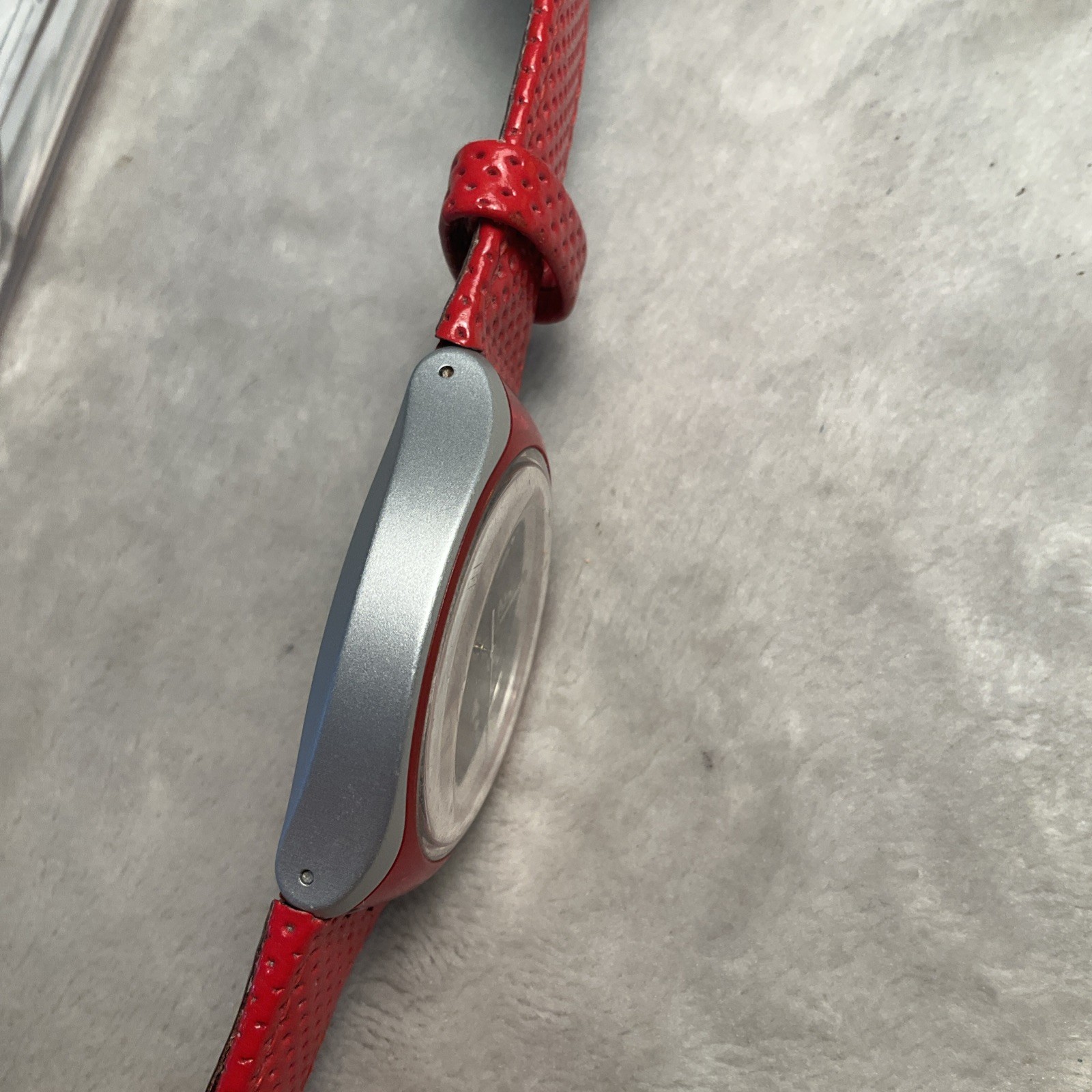 New Swatch Irony GO JUMP X-lite Aluminum Red Leather Men’s Watch YES4001 Works!