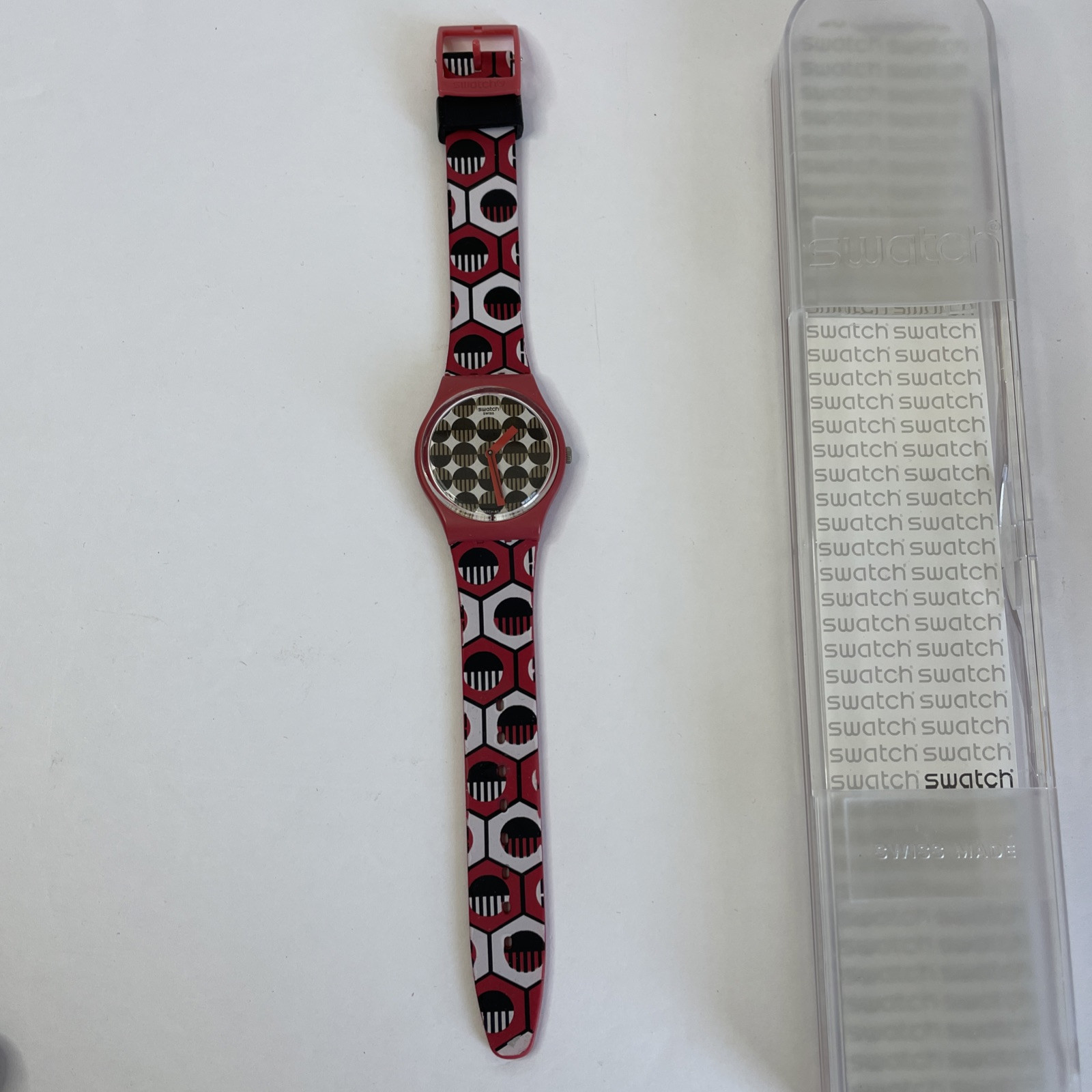Swatch Originals Swaiti Red Multicolor Silicone Watch 34mm GR163 READ