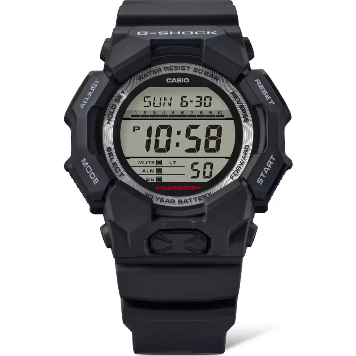 New CASIO G-Shock GD-010-1 Quartz Resin Black Digital Rubber Watch