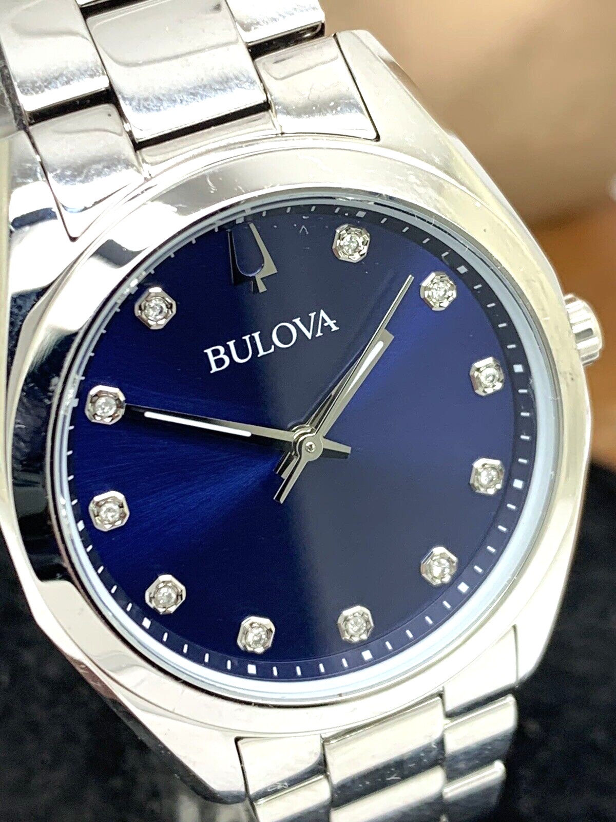 Bulova Women’s Watch 96P229 Surveyor Quartz Blue Dial Diamond Silver Steel 31mm