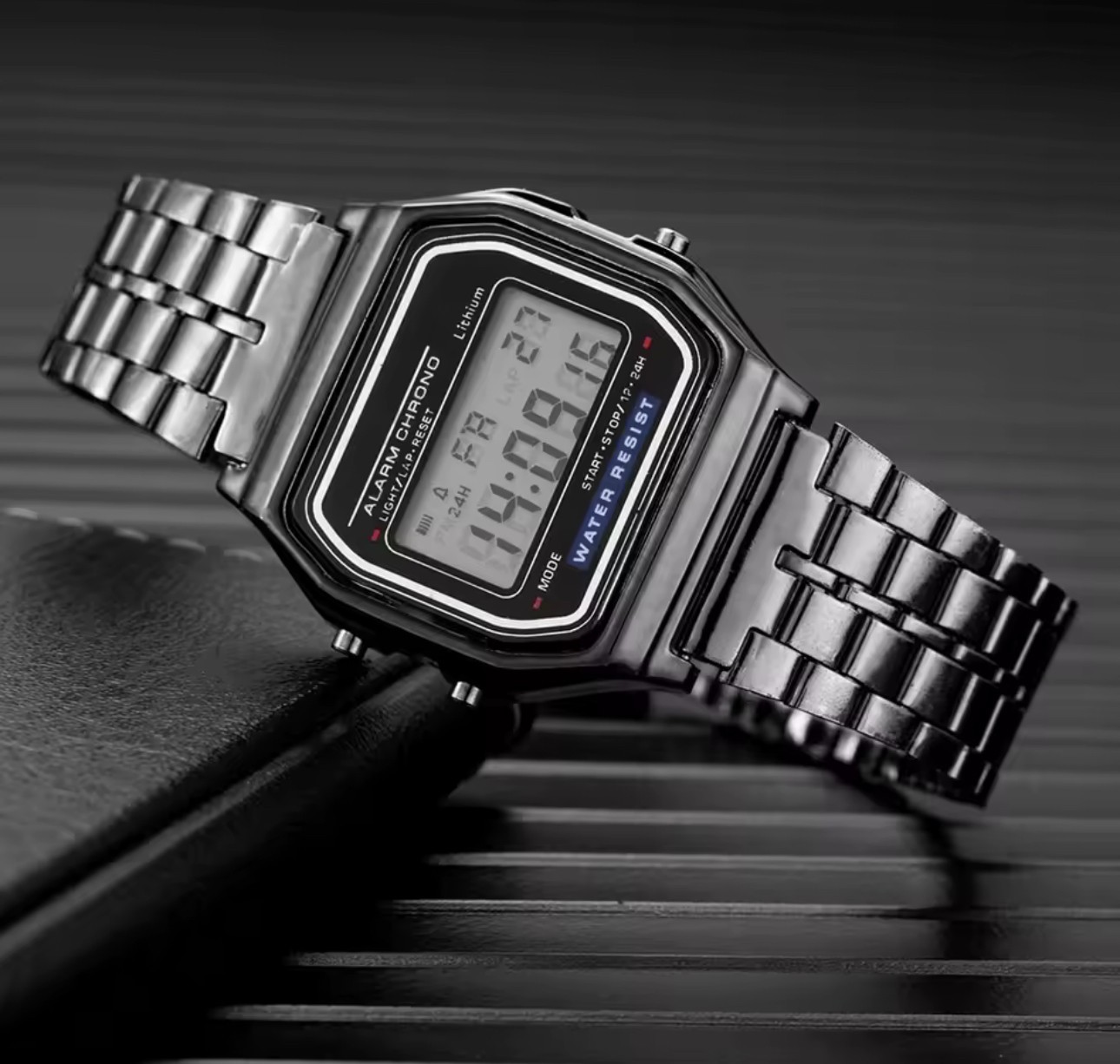 Luxury Men’s Watch Classic Digital Silver Dial Stainless Steel Bracelet