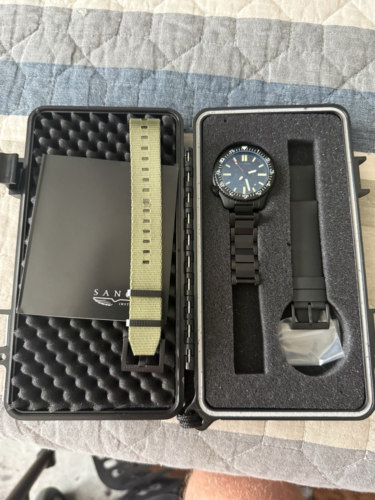 Sangin Instruments Kinetic II Expedition W/ Diplomat Bracelet Watch Black
