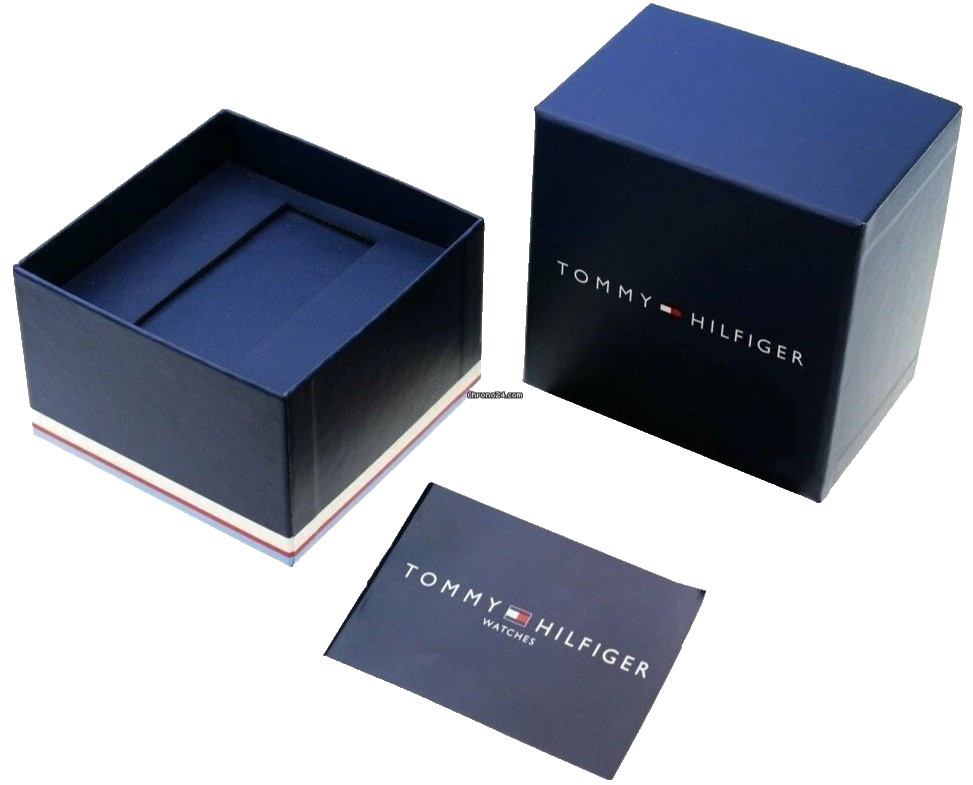 TOMMY HILFIGER DENIM 1791746 BLUE DIAL MULTICOLOR SILICONE STRAP 44MM MENS WATCH