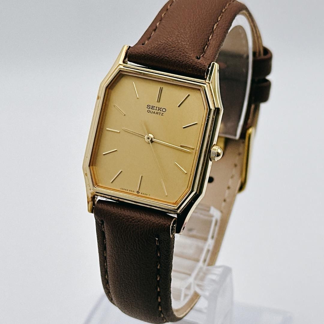 Slim Working Battery Strap Replacement SEIKO Men s Wristwatch Octagon Gold