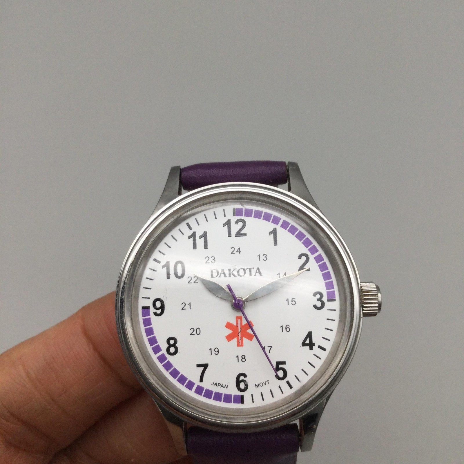Dakota Womens Watch 34mm Nurse Purple Leather Medical Easy Read New Battery