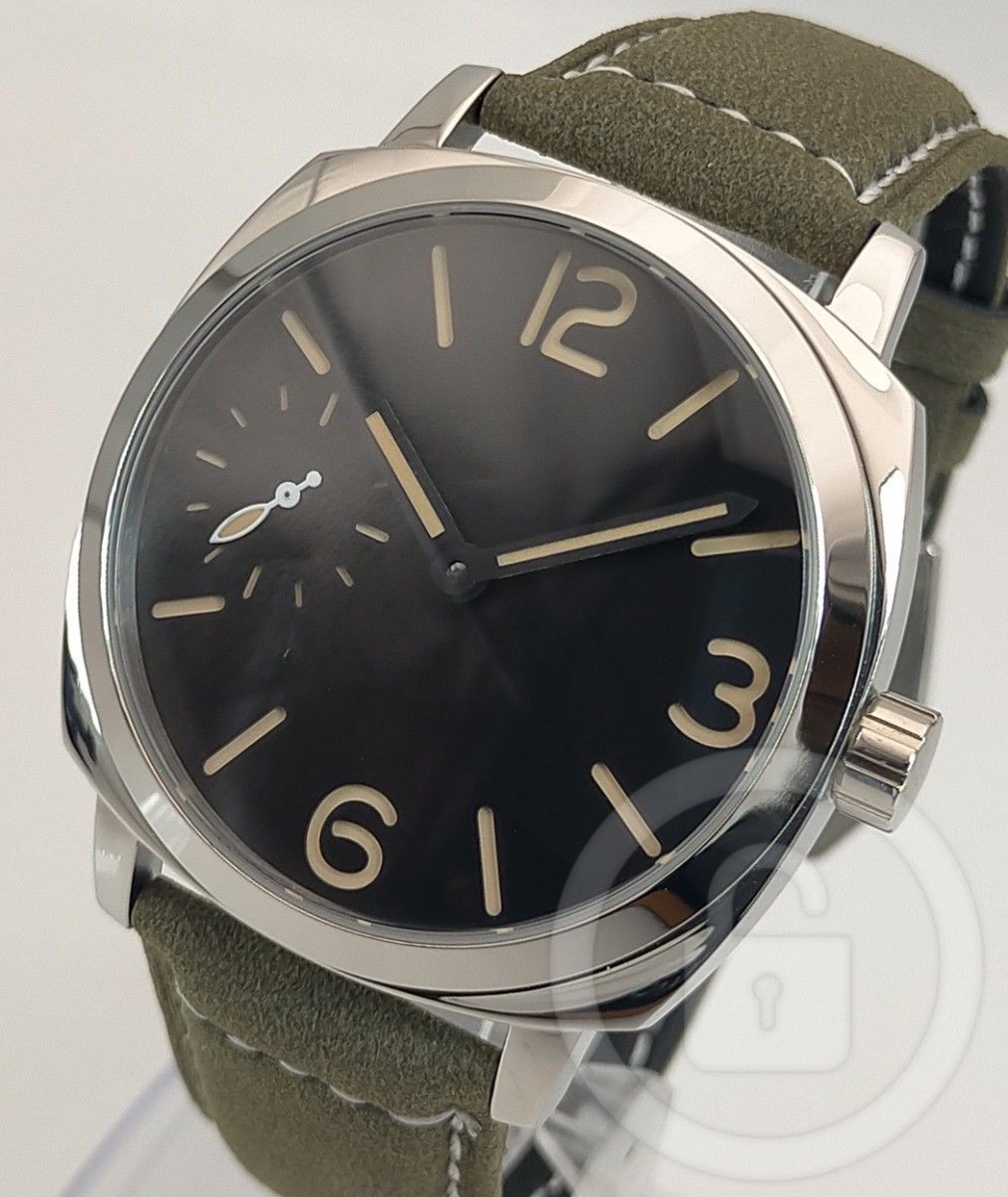[A3P] Seagull Manual Winding Italian Military Style Green Leather Men [k9s]