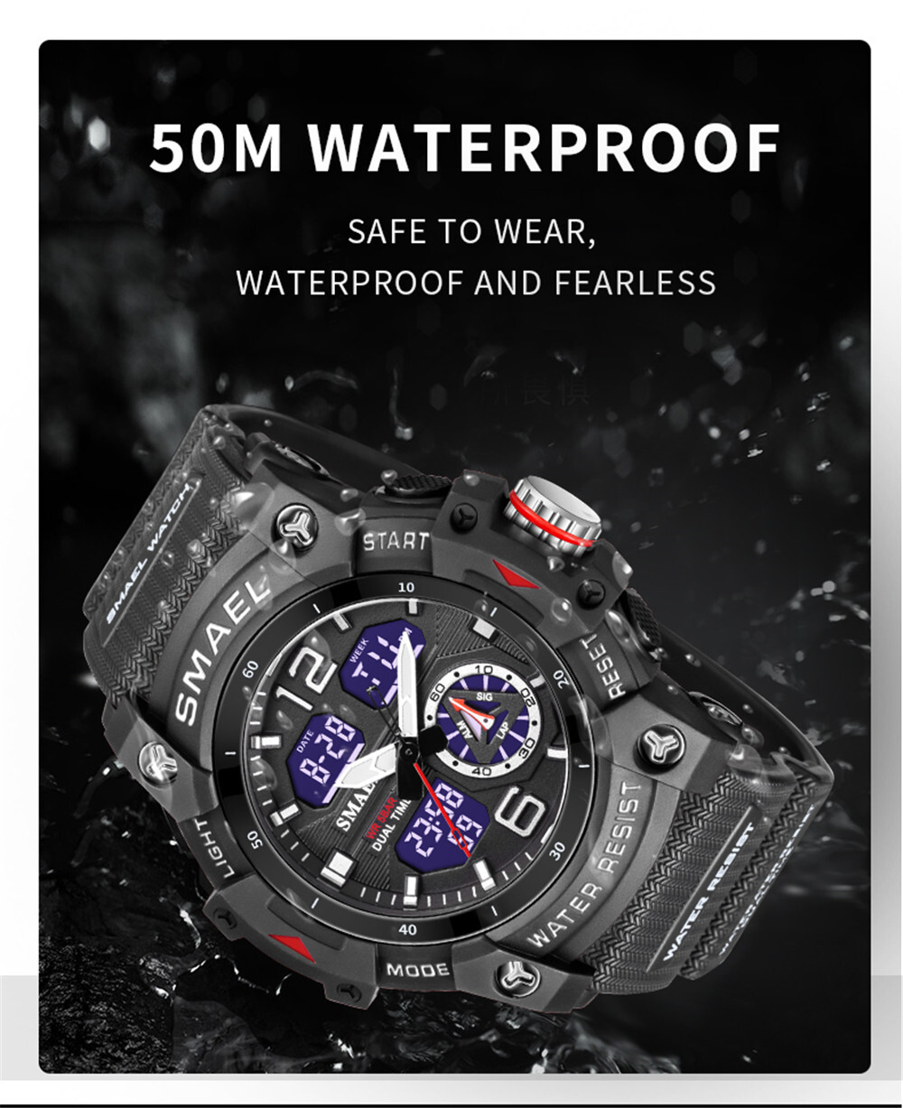 SMAEL Men Sport Watch for Students Outdoor Stopwatch LED Digital Quartz Watches